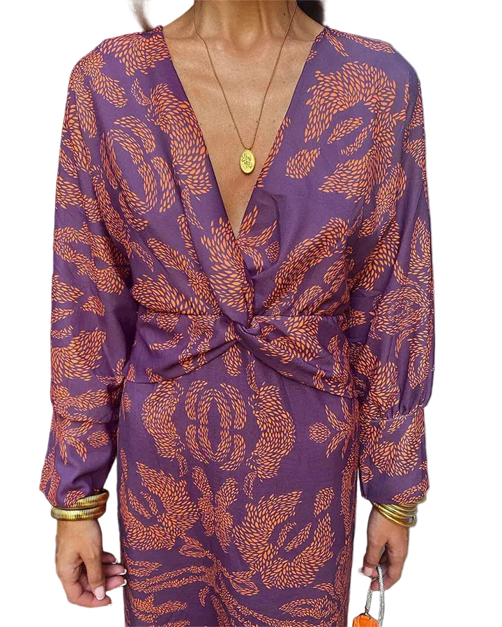 Robe Cache-Cœur À Manches Longues Pour Femmes-Gigié