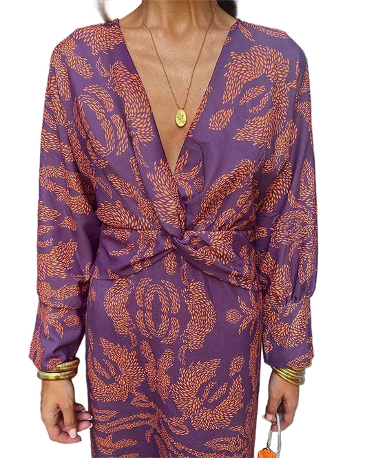 Robe Cache-Cœur À Manches Longues Pour Femmes-Gigié