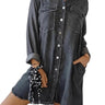 Robe chemise en jean oversize pour femme avec ourlet effiloché 1