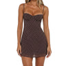 Robe mini femme à motif à pois avec fines bretelles-Mini Dress-Gigié
