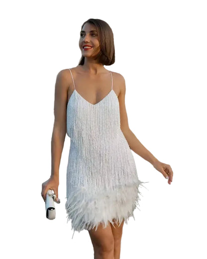 Robe Courte femme à Franges et Paillettes-Mini Dress-Gigié