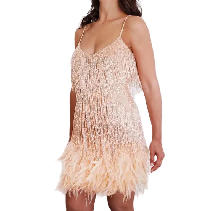 Robe Courte femme à Franges et Paillettes-Mini Dress-Gigié