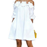 Robe courte femme à épaules dénudées avec applications florales 3D 1