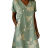 Robe courte trapèze à imprimé floral pour femme avec boutons en diagonale 1