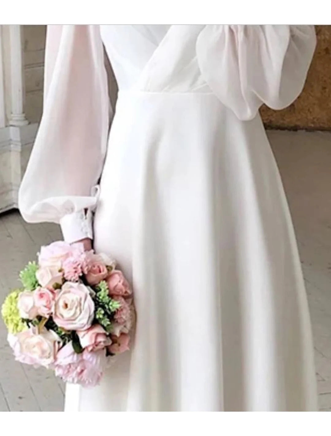 Robe De Mariée Femme Blanche Manches Longues-Gigié
