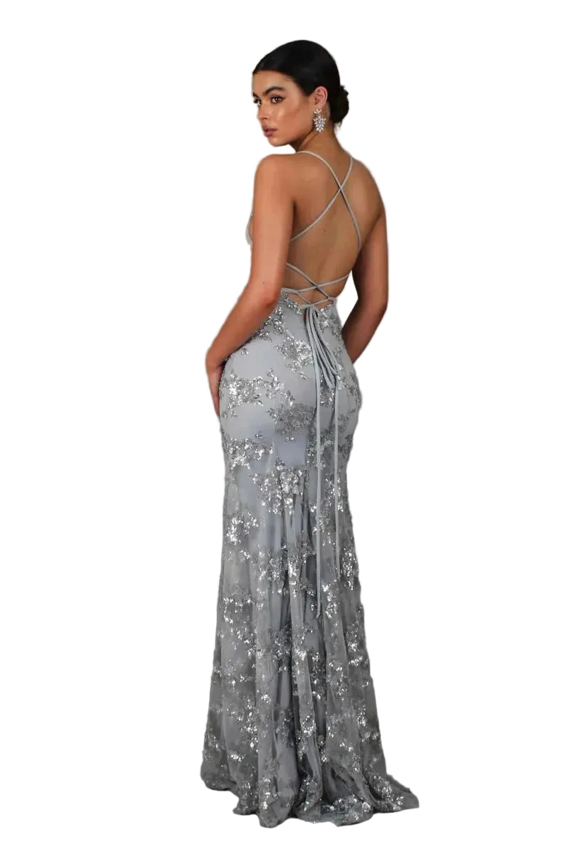 Robe de soirée femme longue avec fines bretelles-Maxi Dress-Gigié
