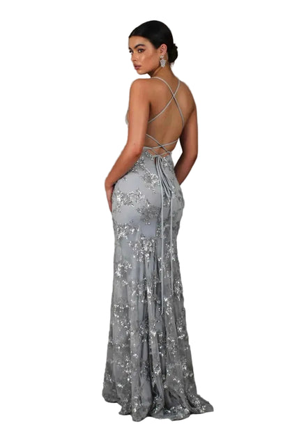 Robe de soirée femme longue avec fines bretelles-Maxi Dress-Gigié