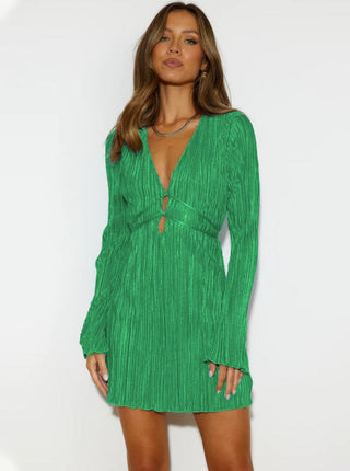 Robe Femme Courte avec Décolleté en V et Détail Noué sur le Devant-Jacket Female-Gigié