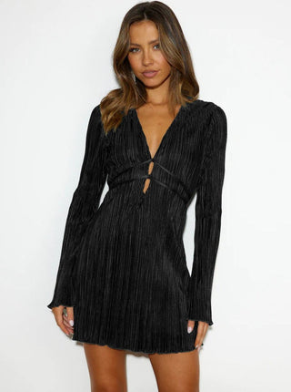 Robe Femme Courte avec Décolleté en V et Détail Noué sur le Devant-Jacket Female-Gigié