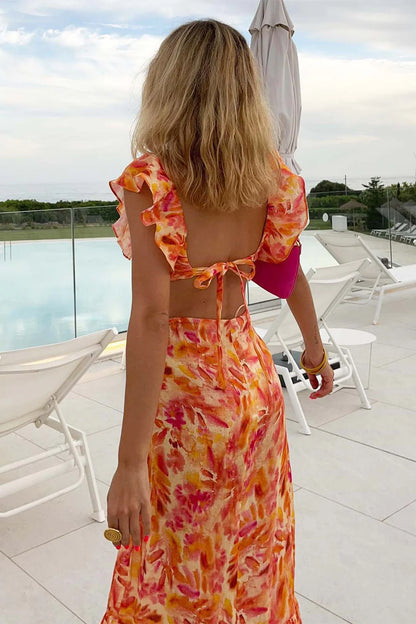 Robe Femme Maxi À Volants Fleurie-Gigié