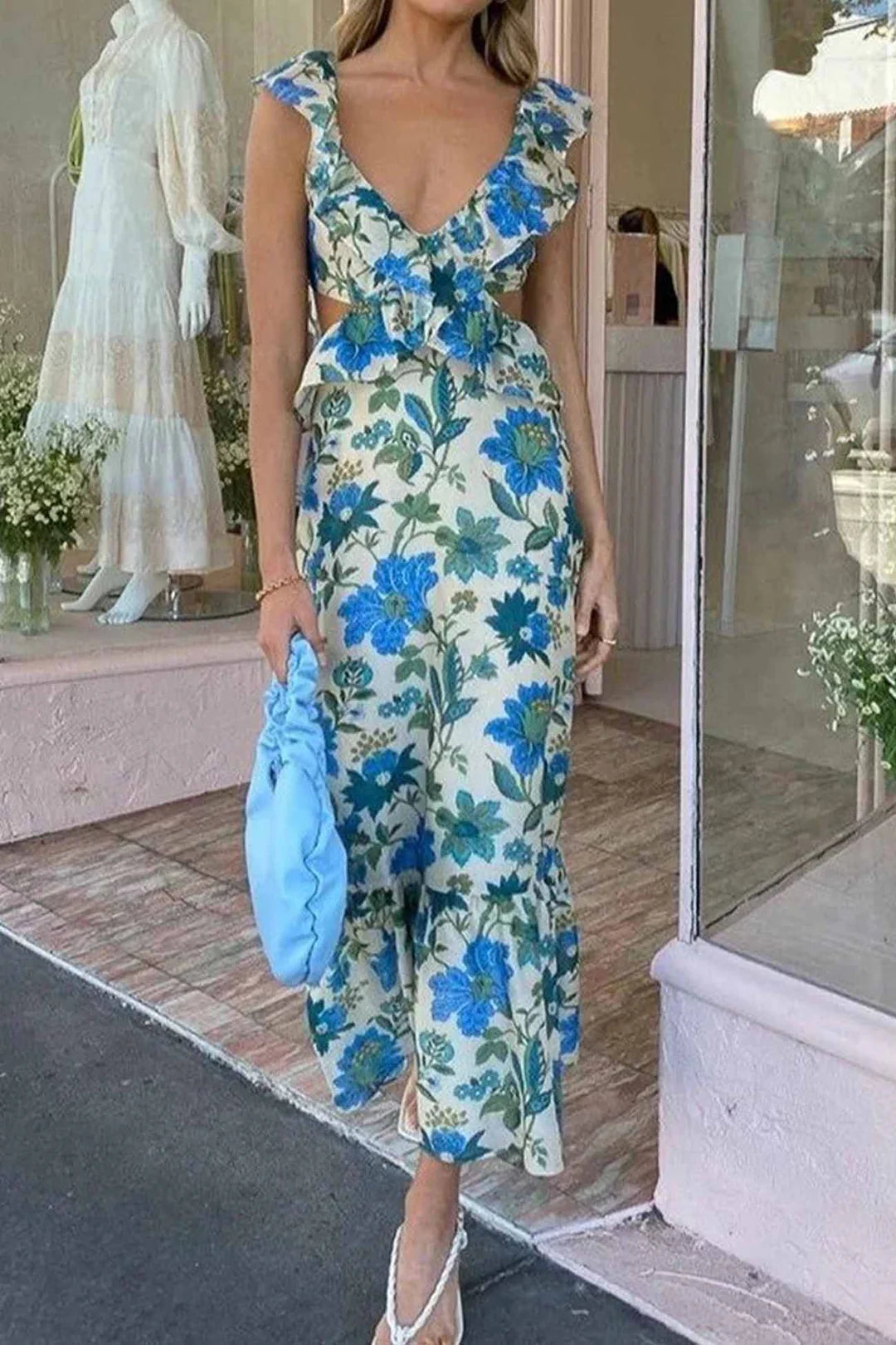 Robe Femme Maxi À Volants Fleurie-Gigié
