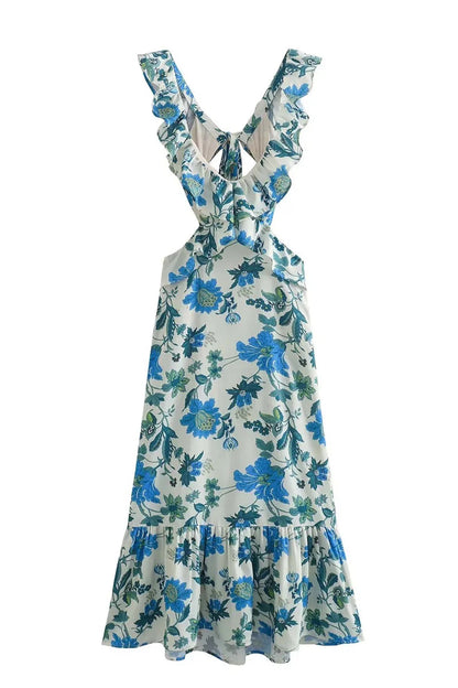 Robe Femme Maxi À Volants Fleurie-Gigié