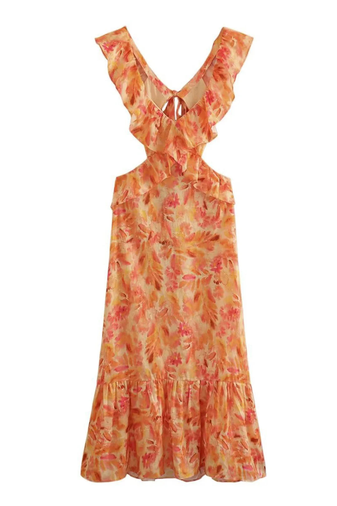 Robe Femme Maxi À Volants Fleurie-Gigié