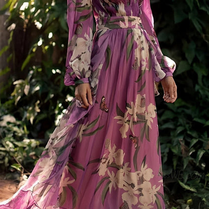 Robe Femme Maxi Col V Fleurie-Gigié