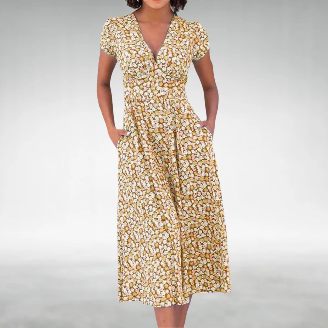Robe Femme Midi À Poches Fleurie-Gigié