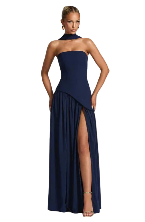 Robe Longue À Encolure Montante Pour Femmes-Gigié
