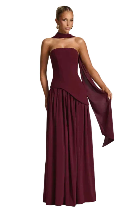 Robe Longue À Encolure Montante Pour Femmes-Gigié