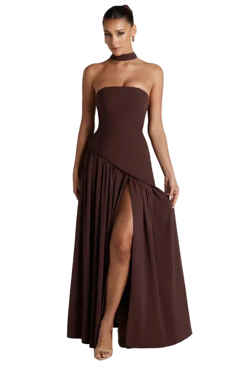 Robe Longue À Encolure Montante Pour Femmes-Gigié