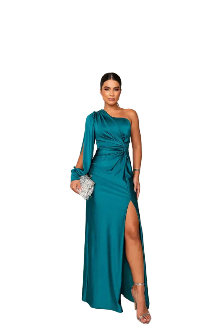 Robe longue asymétrique à une épaule pour femme-Maxi Dress-Gigié