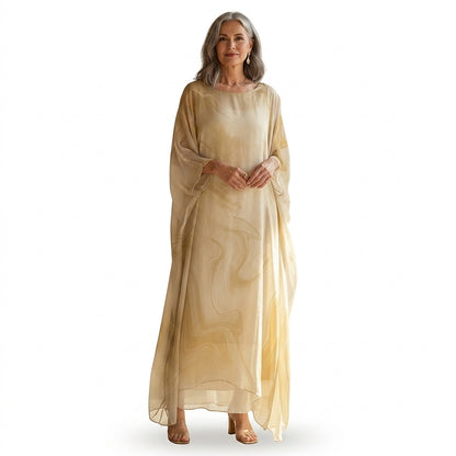 Robe longue caftan pour femme à imprimé marbré 1