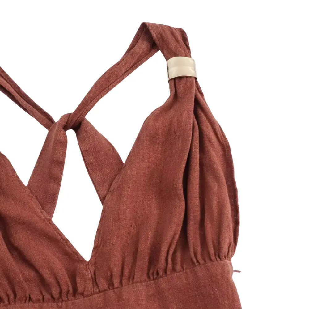 Robe Longue Femme à Col V Profond-Maxi Dress-Gigié