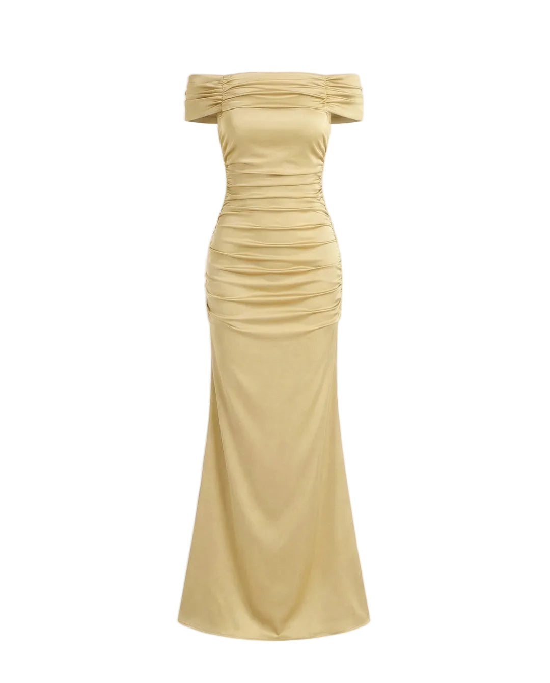 Robe longue femme à épaules dénudées avec détail froncé-Maxi Dress-Gigié