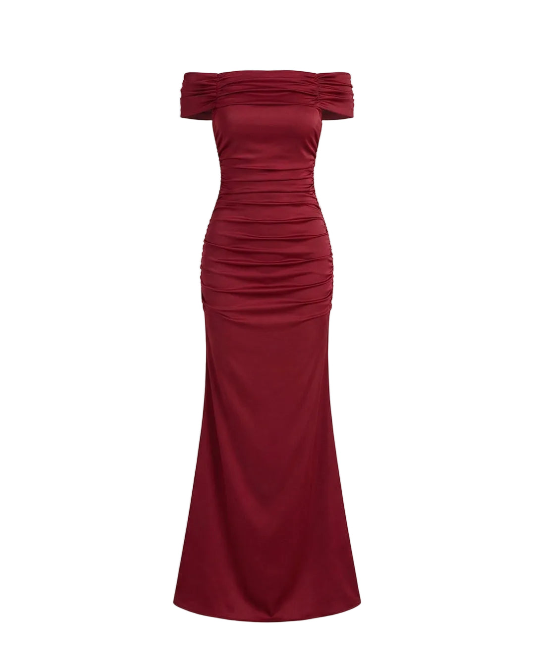Robe longue femme à épaules dénudées avec détail froncé-Maxi Dress-Gigié