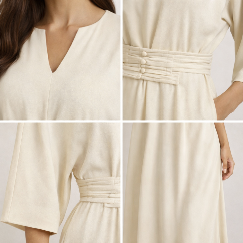 Robe Longue Femme à Taille Plissée-Maxi Dress-Gigié