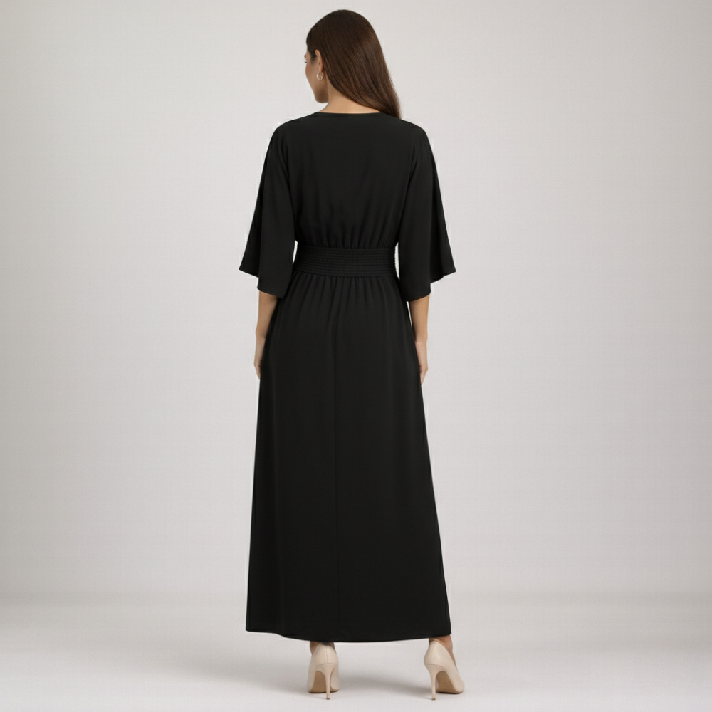 Robe Longue Femme à Taille Plissée-Maxi Dress-Gigié