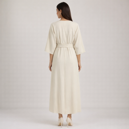 Robe Longue Femme à Taille Plissée-Maxi Dress-Gigié