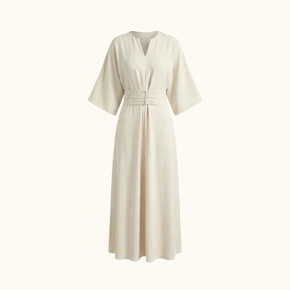 Robe Longue Femme à Taille Plissée-Maxi Dress-Gigié