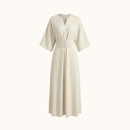 Robe Longue Femme à Taille Plissée-Maxi Dress-Gigié