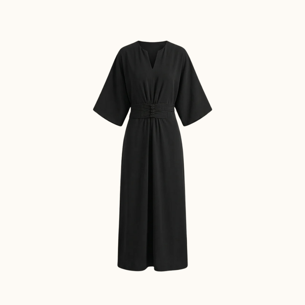 Robe Longue Femme à Taille Plissée-Maxi Dress-Gigié