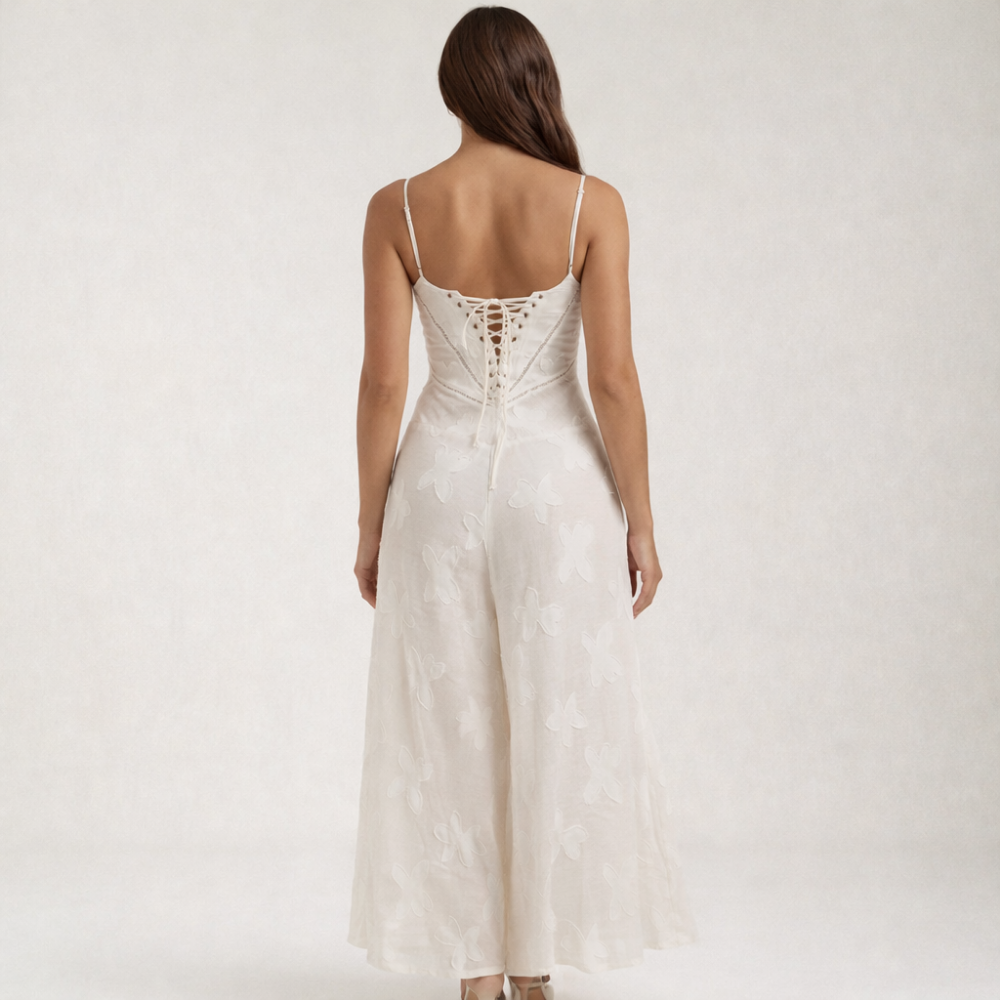 Robe longue femme avec décolleté cœur et bretelles-Maxi Dress-Gigié