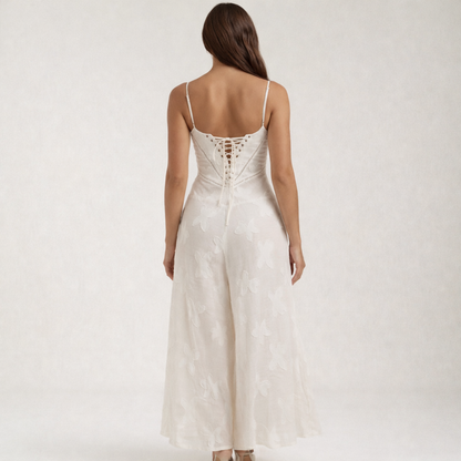 Robe longue femme avec décolleté cœur et bretelles-Maxi Dress-Gigié