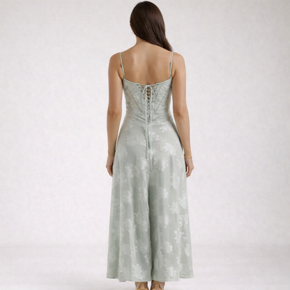 Robe longue femme avec décolleté cœur et bretelles-Maxi Dress-Gigié