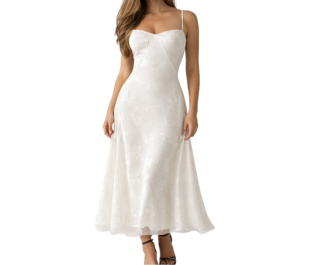 Robe longue femme avec décolleté cœur et bretelles-Maxi Dress-Gigié