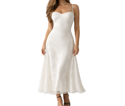 Robe longue femme avec décolleté cœur et bretelles-Maxi Dress-Gigié