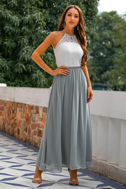 Robe Longue Femme Col Halter Mariage-Gigié