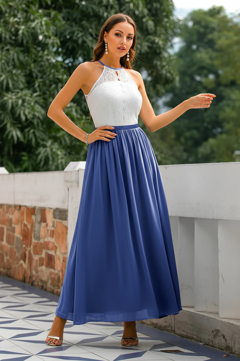 Robe Longue Femme Col Halter Mariage-Gigié