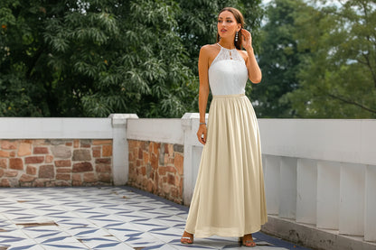 Robe Longue Femme Col Halter Mariage-Gigié