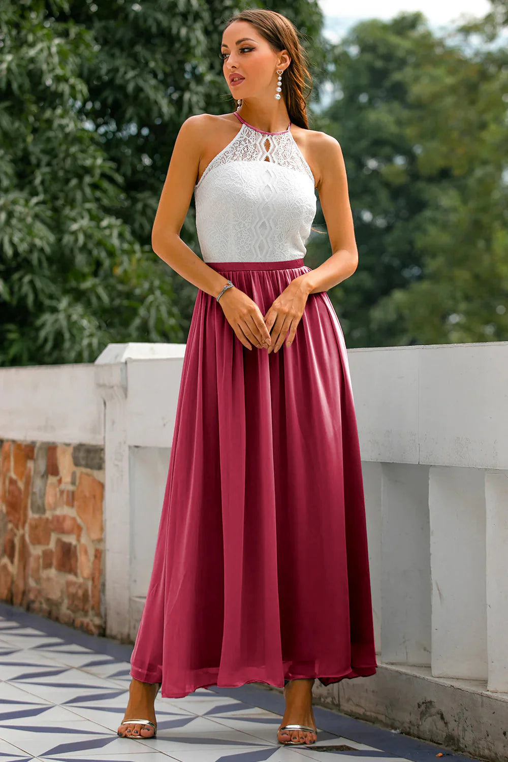 Robe Longue Femme Col Halter Mariage-Gigié