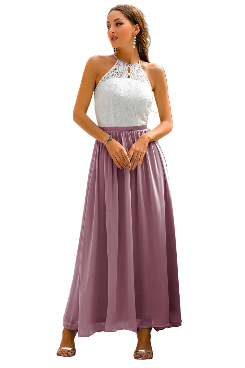 Robe Longue Femme Col Halter Mariage-Gigié