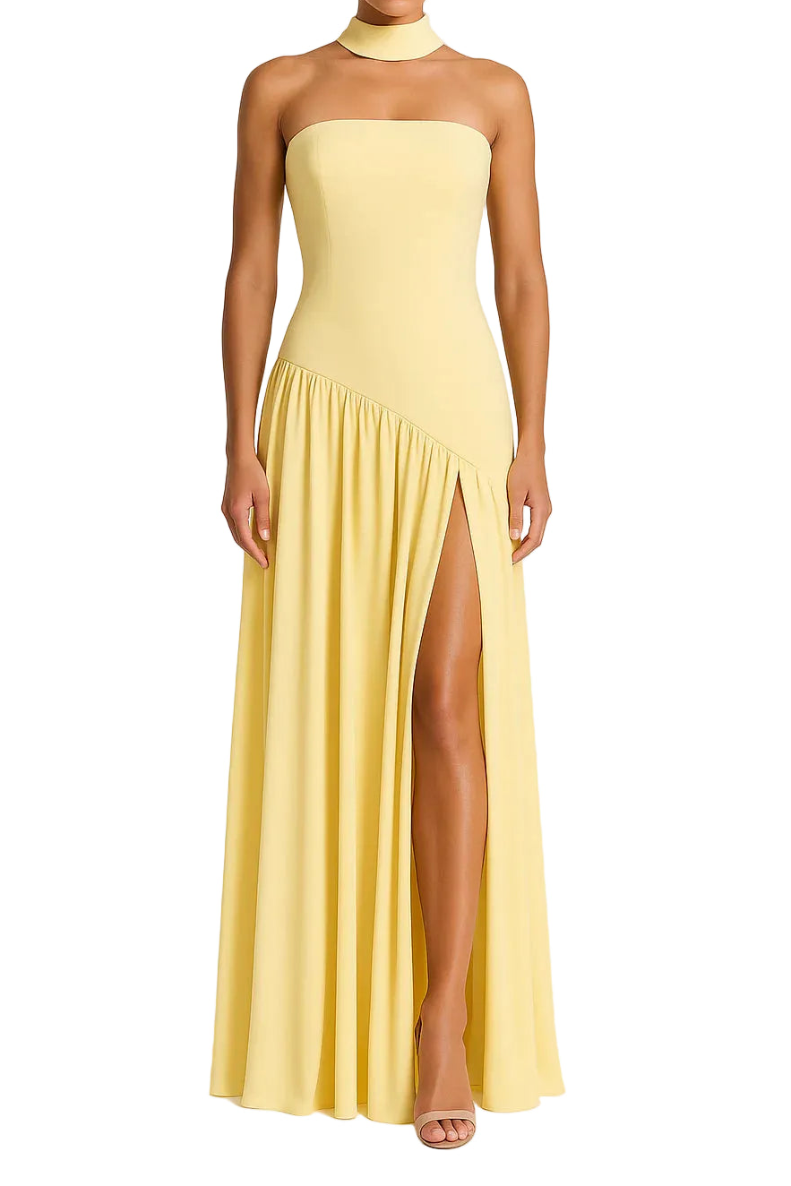 Robe Femme Maxi Sans Bretelles Fendue-Gigié
