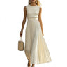 Robe longue plissée sans manches pour femme 1