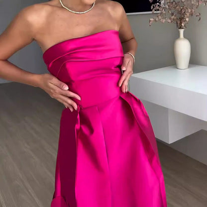 Robe longue sans bretelles avec corsage structuré et appliqués au bas pour femme-Maxi Dress-Gigié