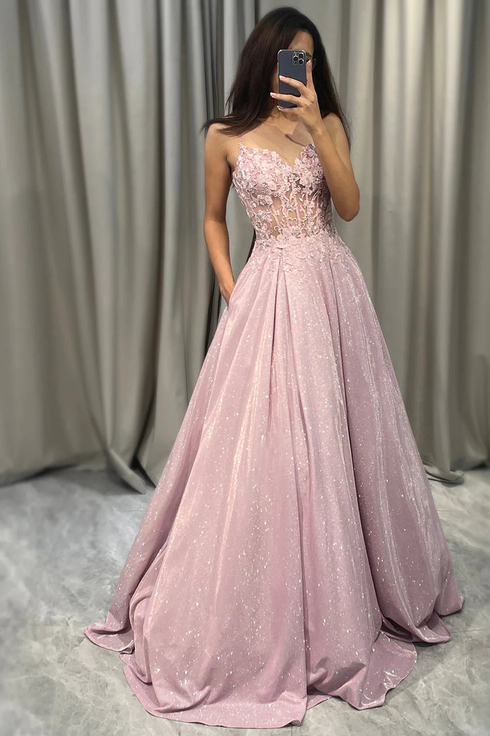 Robe Longue Femme Invitée Mariage Rose-Gigié