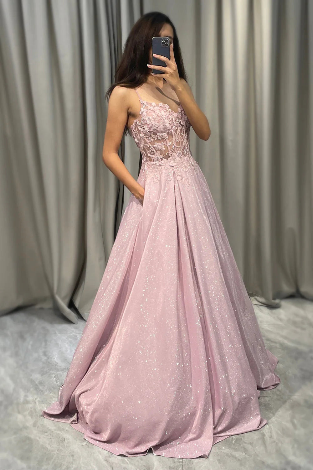 Robe Longue Femme Invitée Mariage Rose-Gigié