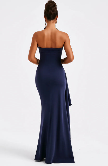 Robe Maxi Sans Bretelles à Ourlet Asymétrique et Fente Latérale pour femme-Maxi Dress-Gigié