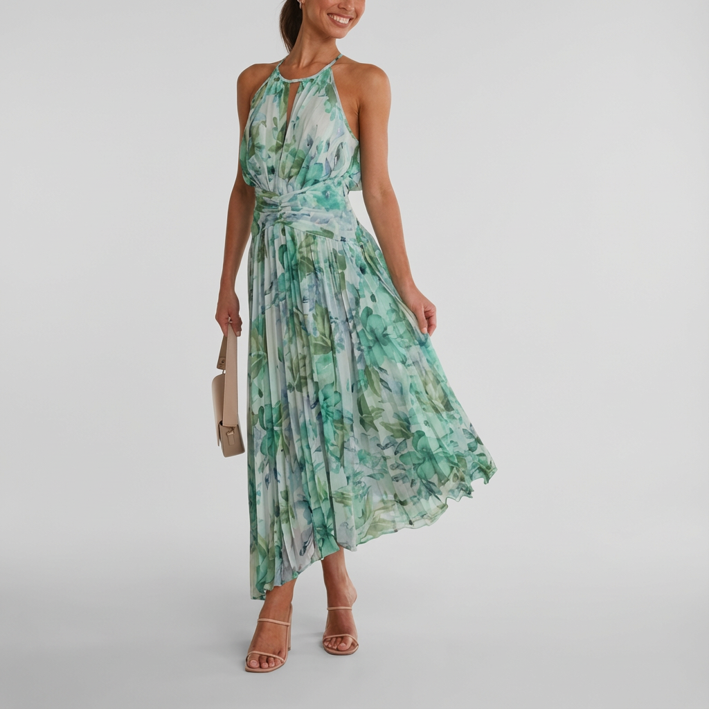 Robe Midi Femme Col Américain Fleurie-Gigié